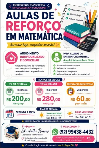 Aulas de reforço em matemática