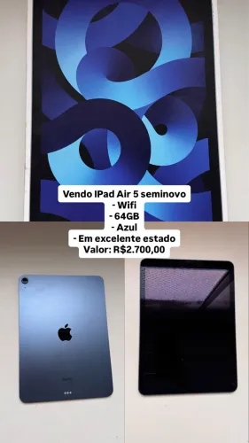 Ipad Air 5 (quinta geração) Azul 64GB seminovo