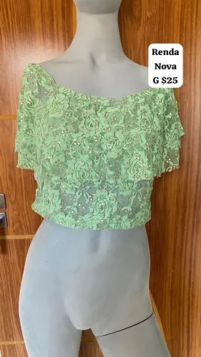 Croped de Renda Com detalhes Brilhoso NOVO 