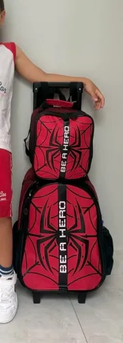 Mochila Rodinhas e lancheira homem aranha