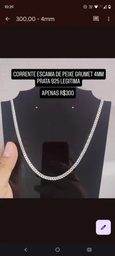 CORRENTE 4MM PRATA 925 NOVA DE LOJA