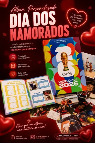Álbum da Copa personalizado dia dos namorados
