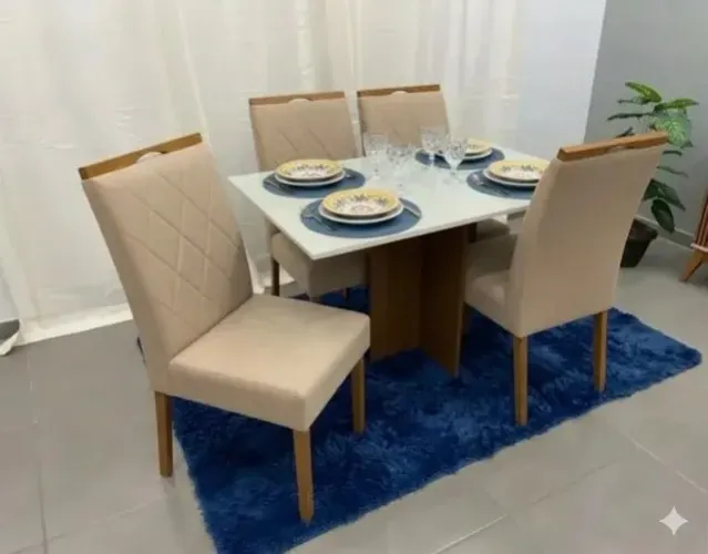 Mesa de jantar patricia com 4 cadeiras produto novo de loja 