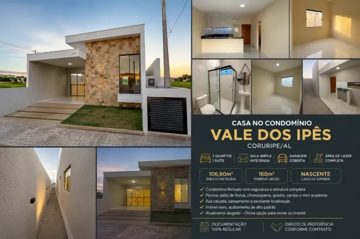 Casa de condomínio para venda possui 107 metros quadrados com 3 quartos