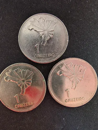 Lote 3 moedas 1 cruzeiro 1972