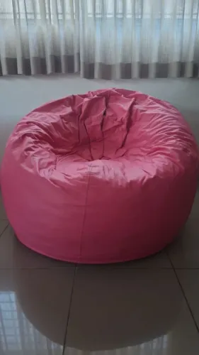 Puft feminino de couro -Rosa