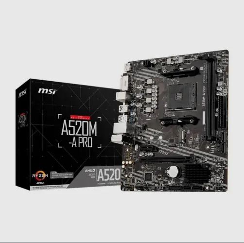 Placa-Mãe MSI A520M-A PRO, AMD AM4, mATX, DDR4, Preto - A520M-A PRO. Lacrada  