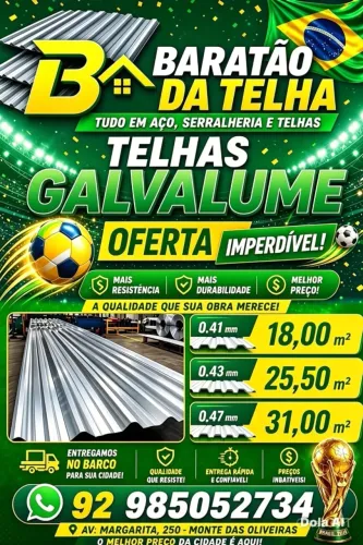 TELHAS GALVALUME BOM PREÇO CABE NO SEU BOLSO