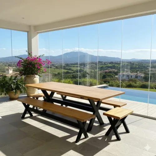 Conjunto de mesa de Madeira 2 X 80