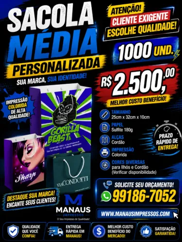 sacola de papel media personalizadas