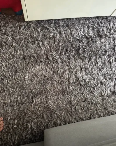 Tapete de Sala Peludo Shaggy Cinza Mesclado - 2x2,5m - Lindo e Aconchegante
