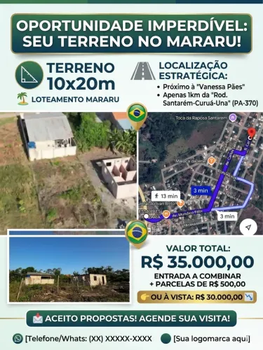 Vendo Terreno no loteamento Mararu próx a Rod Curuá-una