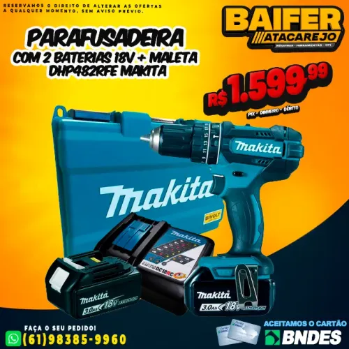 Parafusadeira à Bateria 18v DHP482RFE Makita