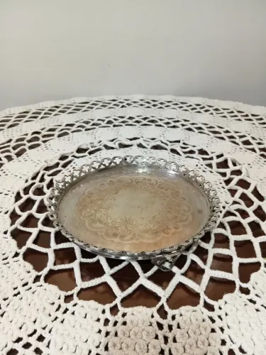 Bandeja Antiga Banhada a Prata