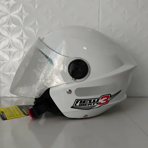 Capacete aberto New liberty Three branco brilhante