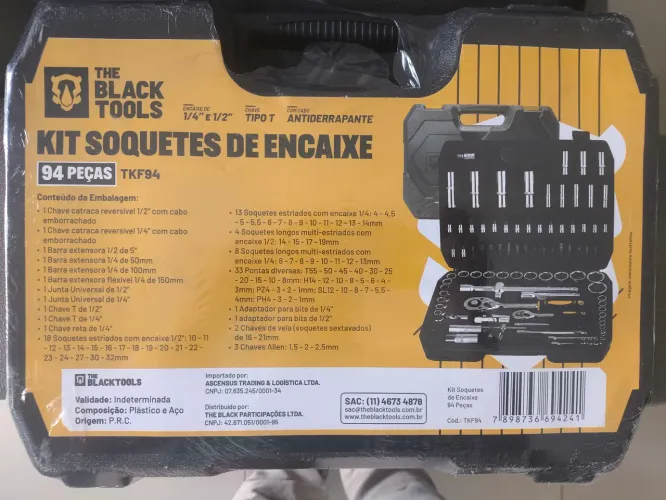 Maleta de soquetes the Black tools, lacrado, 94 peças