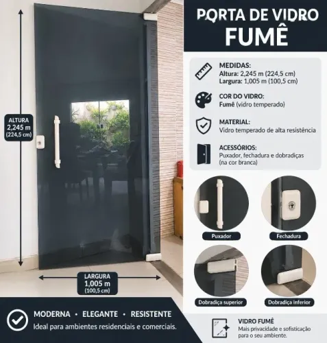 Porta de vidro fumê