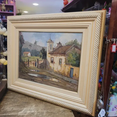 Quadro Igreja. Óleo sobre tela.