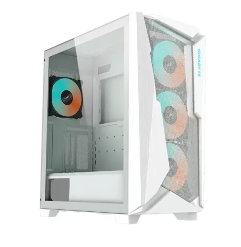 Gabinete Gamer Gigabyte C301 Glass, RGB, Mid-Tower, Lateral de Vidro, 4 Fans Branco