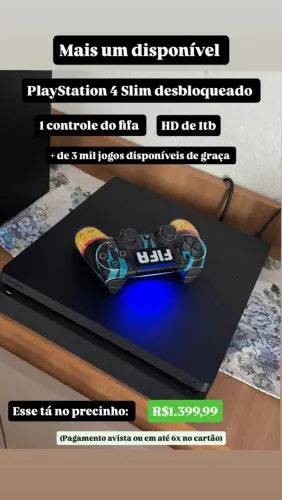 PlayStation 4 Slim 1 controle e 3 mil jogos
