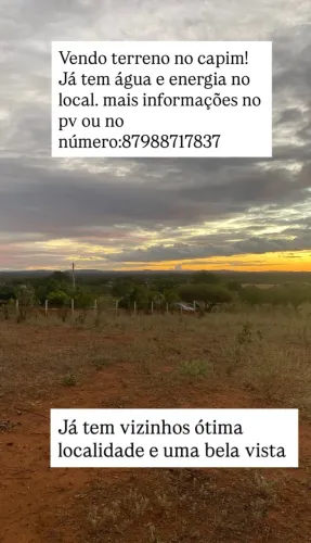 Vendo terreno para chácara, No Capim 20mx 60m Otima localização já passa água e energia no