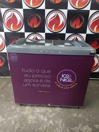 Freezer horizontal 2 portas expositora 232 litros 220 volts marca METALFRIO usado