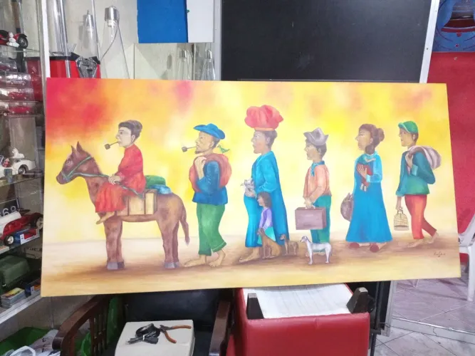 Pintura sobre tela  (retirantes)