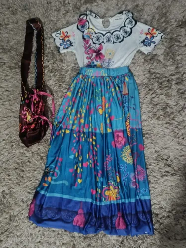 Vestido cosplay Mirabel Encanto com bolsa infantil