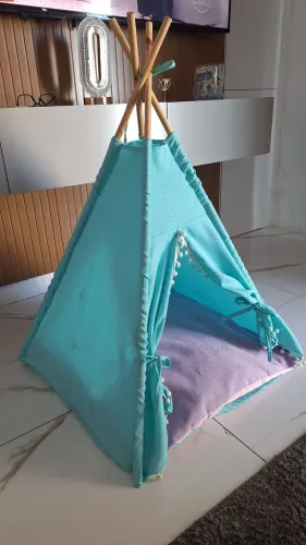 Toca Cabana Pet Cães E Gatos Casinha Ca- bana Azul