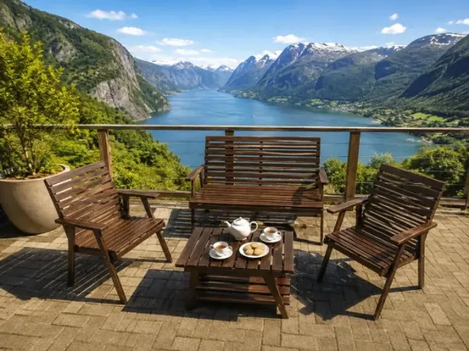 Conjunto Namoradeira + 2 poltronas + mesinha, Madeira Imbuia Envernizado