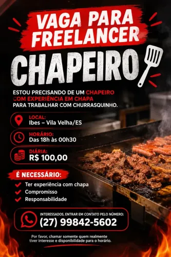 Vaga Trabalho Freelancer Chapeiro