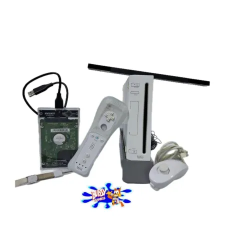 Nintendo wii branco base e jogo no hd
