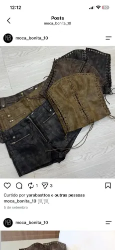 Short de couro preto
