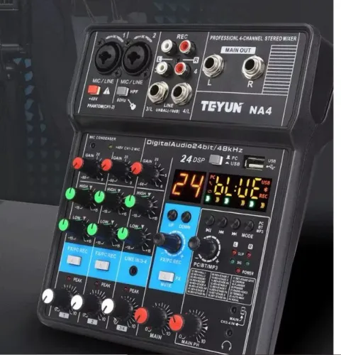 Mesa de Som 4 canais Teyun A4 - com gravador USB pendrive e bluetooth.