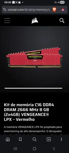 Corsair lpx ddr4 2666 mhz 2x4 gb