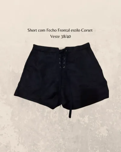 short com fecho frontal estilo corset - veste 38/40