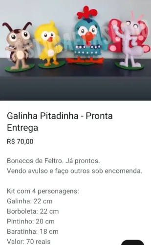 Galinha Pintandinha Feltro pronto
