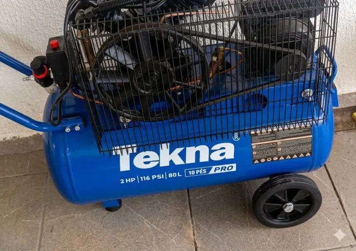 Compressor tekna 80l 2hp + acessórios(pronto pra trabalhar)