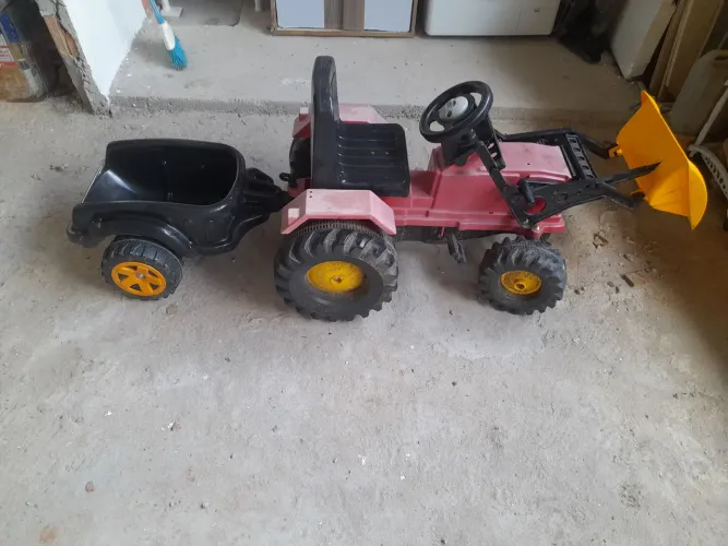 Trator Pedal Infantil Grande com Pá e Carretinha - Tipo Velotrol