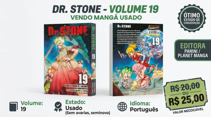 Mangá Dr. STONE - Volume 19 (Panini) - Perfeito Estado / Seminovo