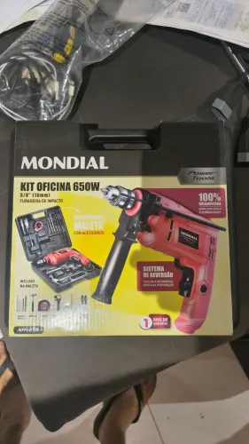Furadeira de Impacto Mondial 650W 2 Velocidades - 3/8" com Maleta 11 Peças<br><br>07M