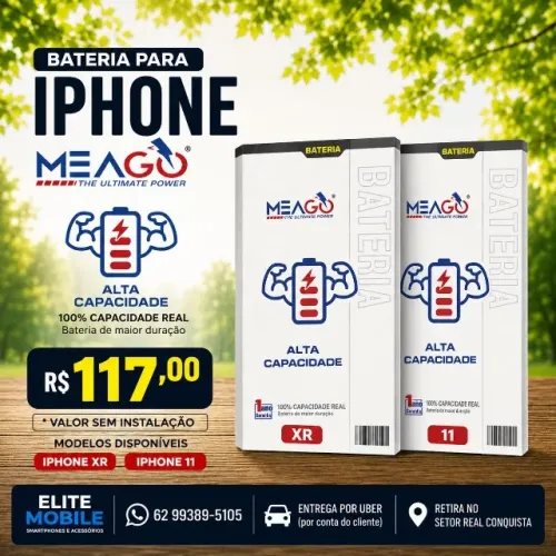 Bateria MEAGO Alta Capacidade para iPhone XR e iPhone 11