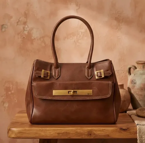 Bolsa Santa Lolla Grande Alça De Ombro Marrom Terracota Tr-rustico Terra Cota / Un
