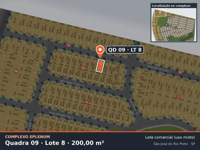 Lote comercial 200 m² no Eparque Mirage  Complexo Eplenum, Zona Sul