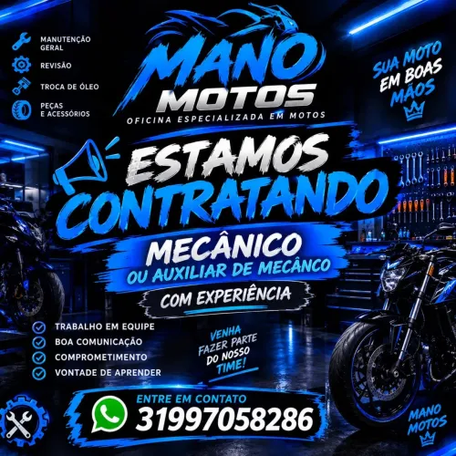 Vaga mecânico ou auxiliar de mecânico de motos