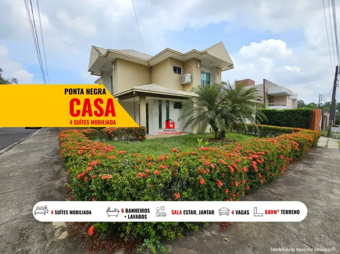 Casa Duplex de Esquina no Ponta Negra 1 com 4 suítes sendo 3 com closet mobiliada