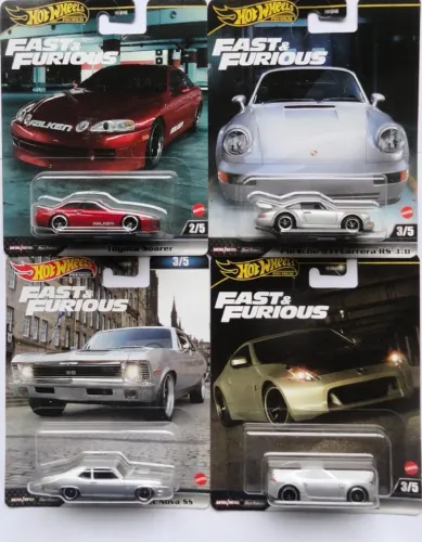 hot wheels combo 4 minis fast & furious velozes furiosos premium pneu borracha hotwheels