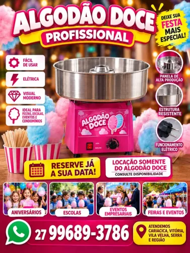 ALUGUEL DE MÁQUINAS DE PIPOCA / ALGODÃO DOCE 