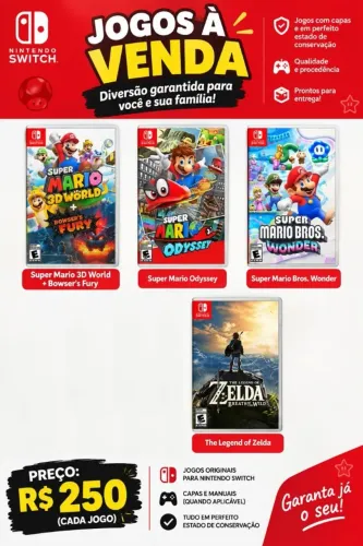 Jogos Nintendo Switch Físicos ( Zelda, Mario ) Perfeito Estado de Conservação