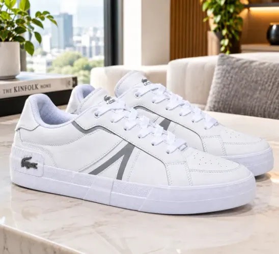 Tênis Lacoste L004 Original Branco com Detalhes em Cinza (41 BR, Branco)
